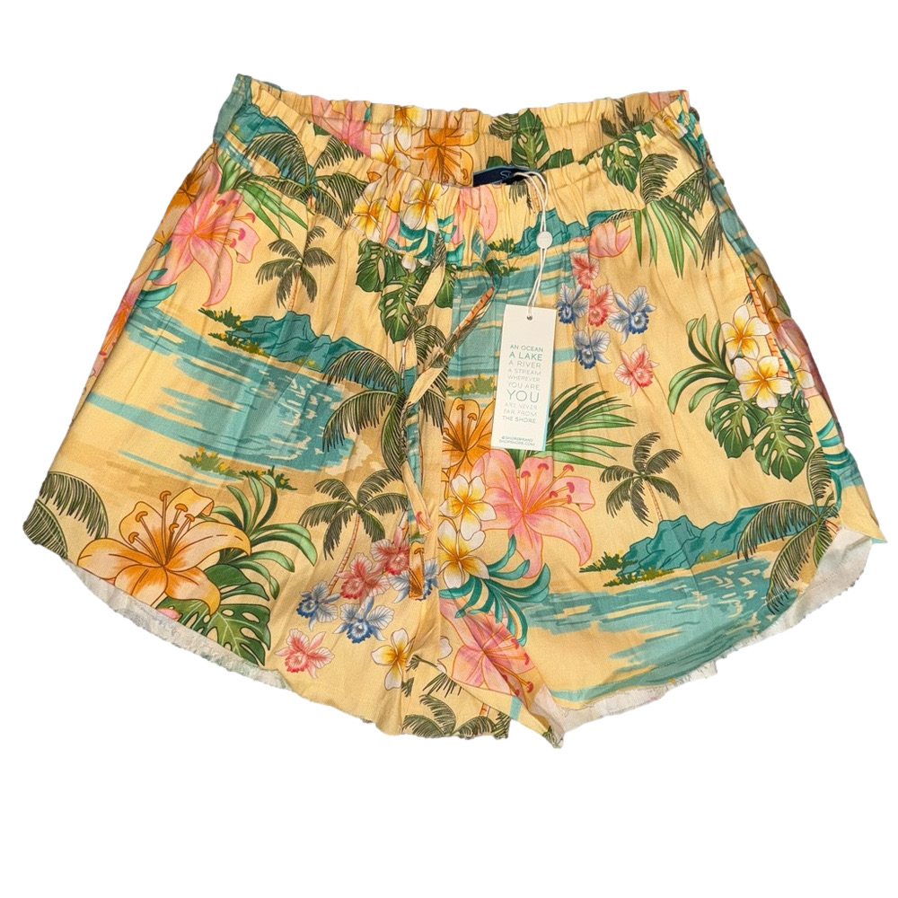 SHORE Women’s Lena Shorts Retro Hawaiian Shorts Tropical Floral Women's Shorts